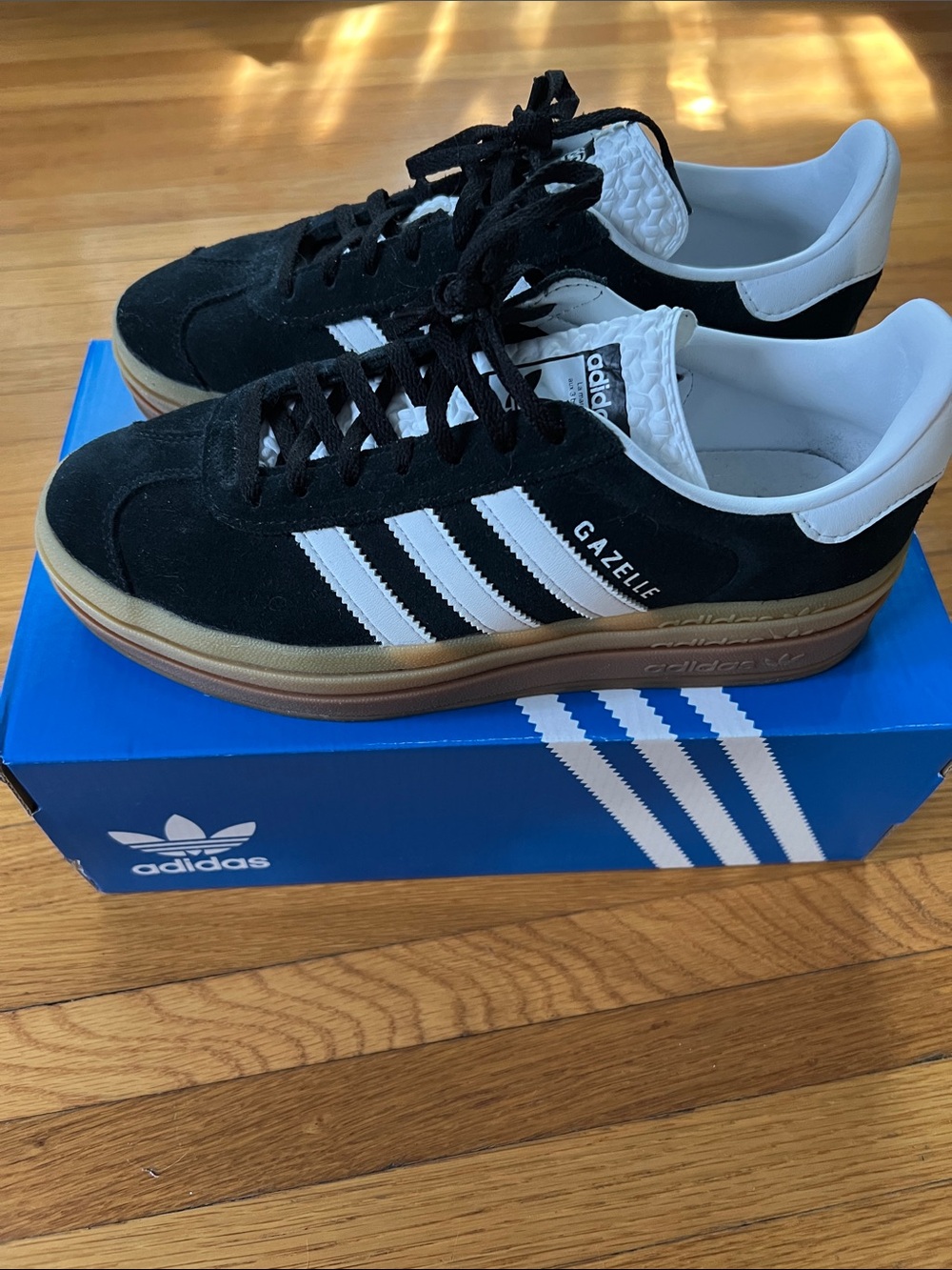 adidas Gazelle women’s Black White and Gum Sneakers